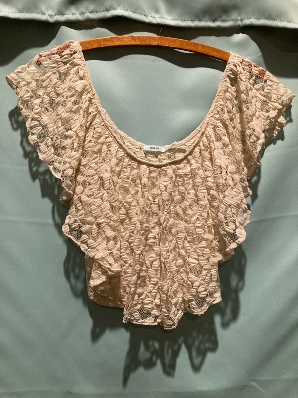 Kimchi Blue Cream Crochet Lace Flutter Crop Top